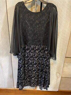 Black Floral Overlay Women's Dress